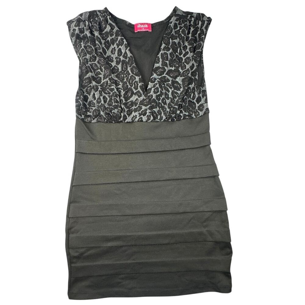 Shasa Bodycon Dress Leopard Sheer Metallic Bandage Tiered Y2K